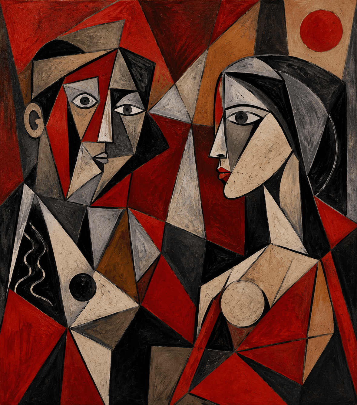 Cubist Faces — Facing Couple